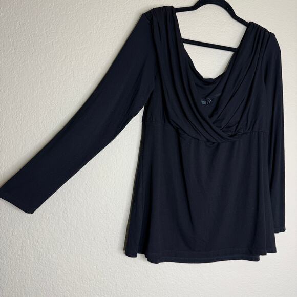 Asos Design Top Womens 18 Black Long Sleeve Surplice Neck Whimsigoth Flattering - Picture 6 of 9